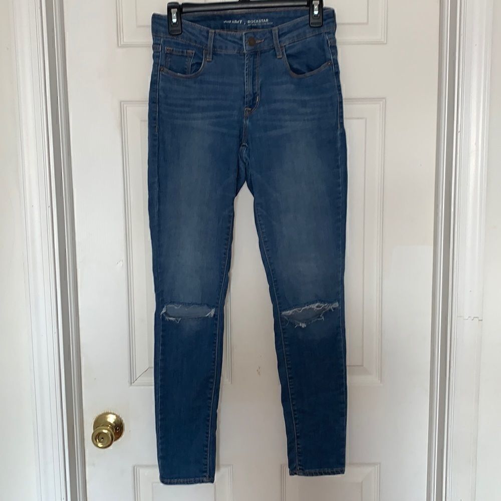 Old Navy Distressed Rockstar Jeans Blue Size 4